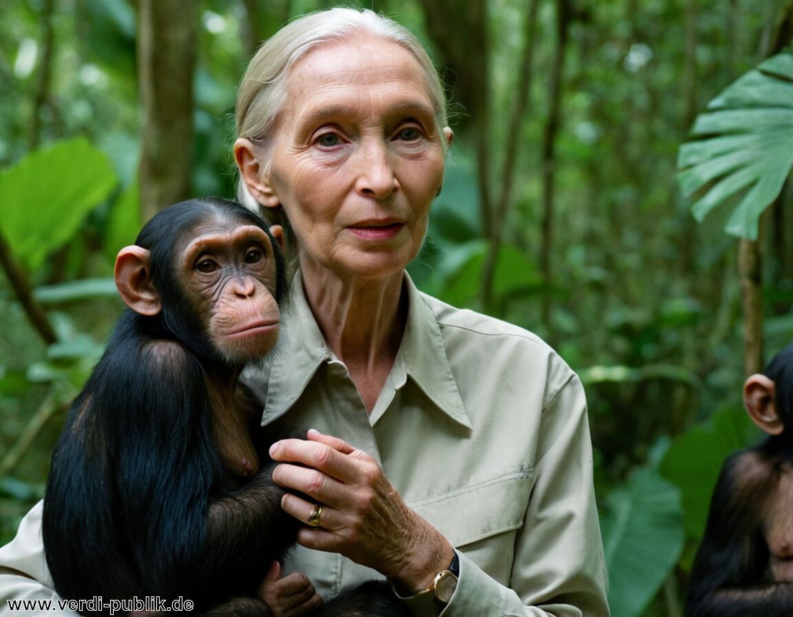 Setzt sich für Bewusstseinsbildung ein - Jane Goodall – Vermögen: fließt in Naturschutz und Artenschutzprogramme